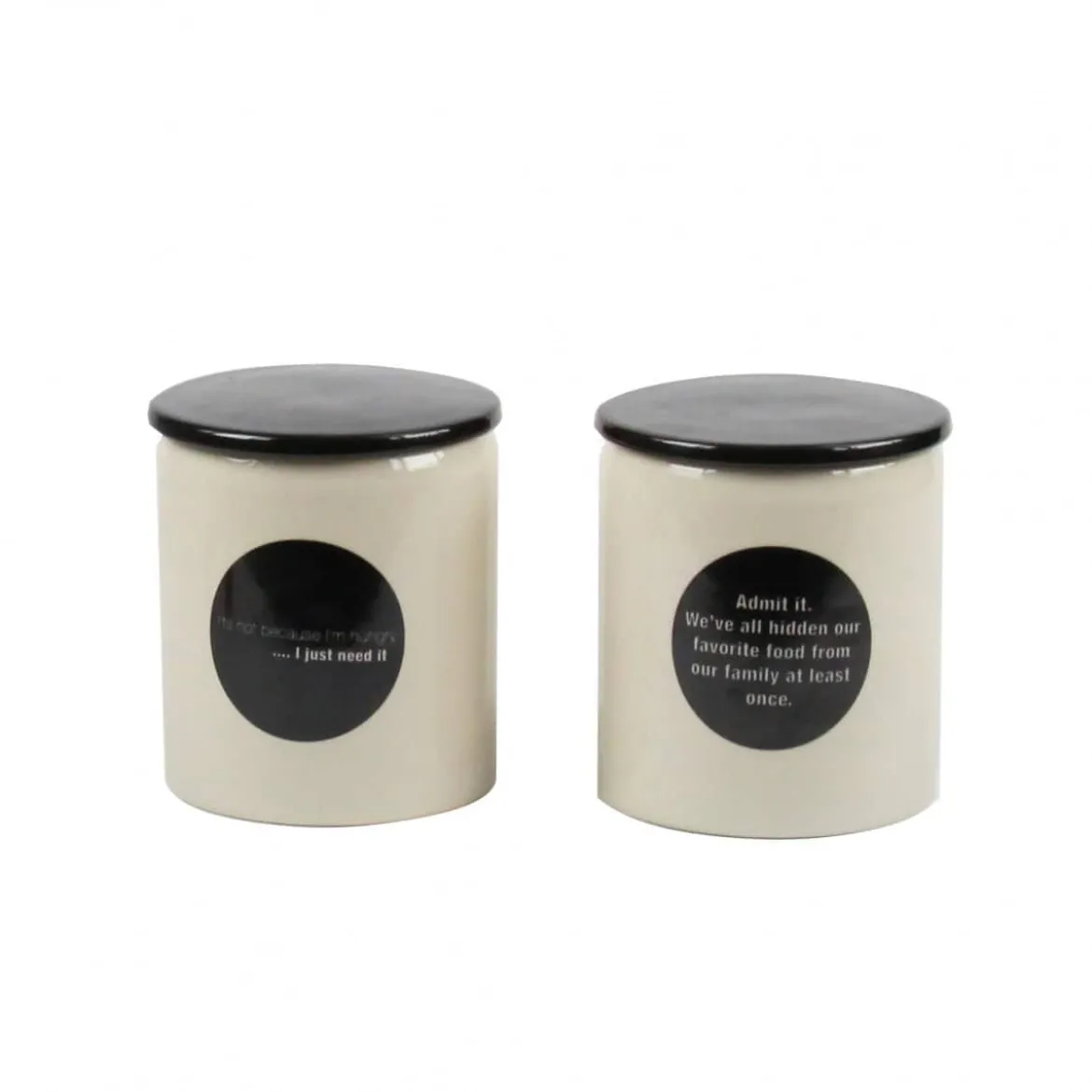 Pot en céramique crème avec pastille et couvercle noirs