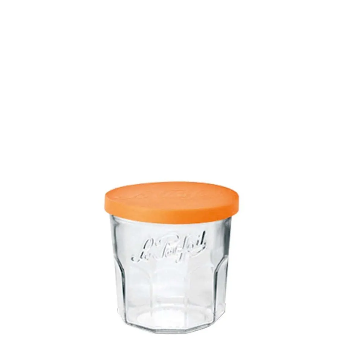 Pot en verre avec couvercle orange