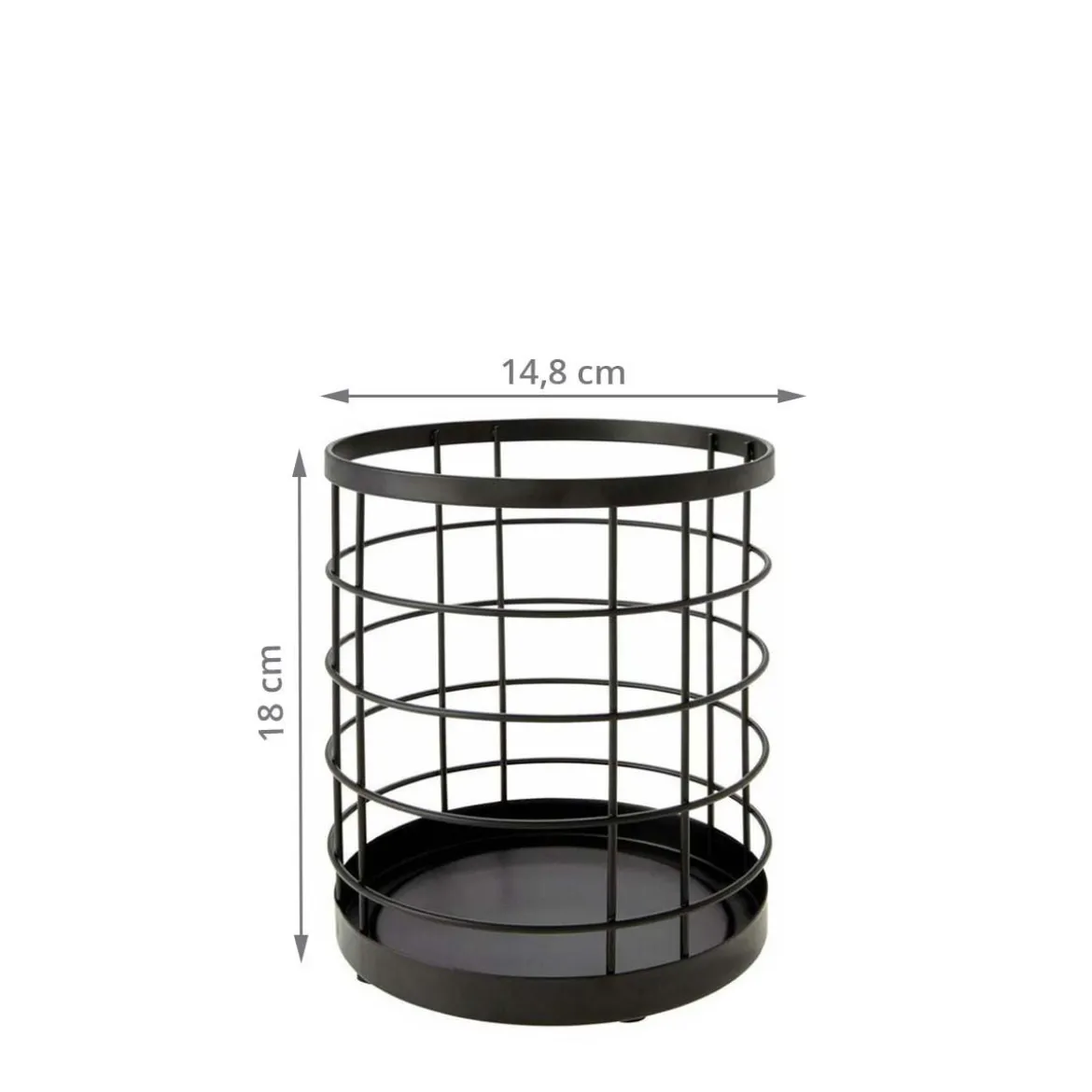 Pot à ustensiles en métal noir