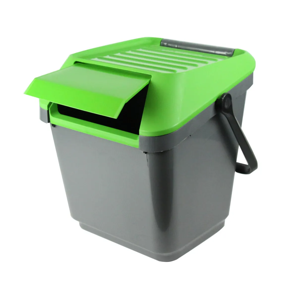 Poubelle de recyclage grise et verte