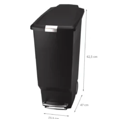 Poubelle noire étroite de 40 L à 2 roues pour extérieur ou intérieur - Simple Human