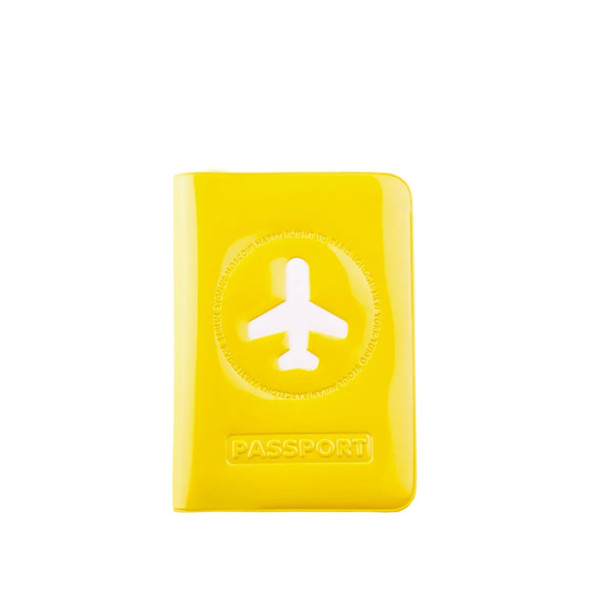 Protège passeport jaune brillant