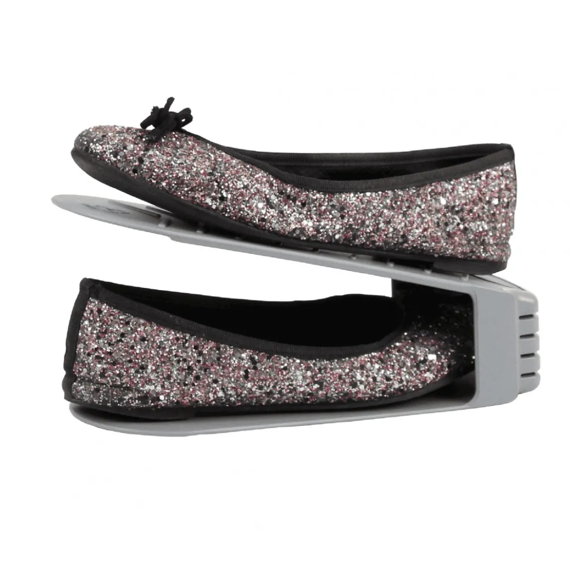 4 Range-chaussures en plastique gris clair