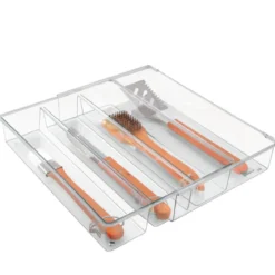 Range-couverts télescopique et transparent à 4 compartiments