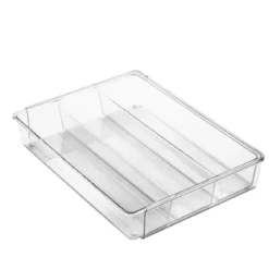 Range-couverts télescopique et transparent à 4 compartiments
