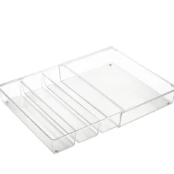 Range-couverts télescopique et transparent à 4 compartiments