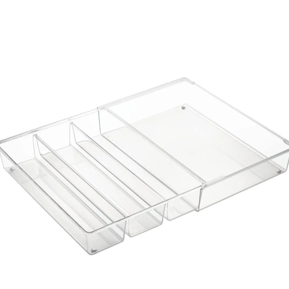 Range-couverts télescopique et transparent à 4 compartiments