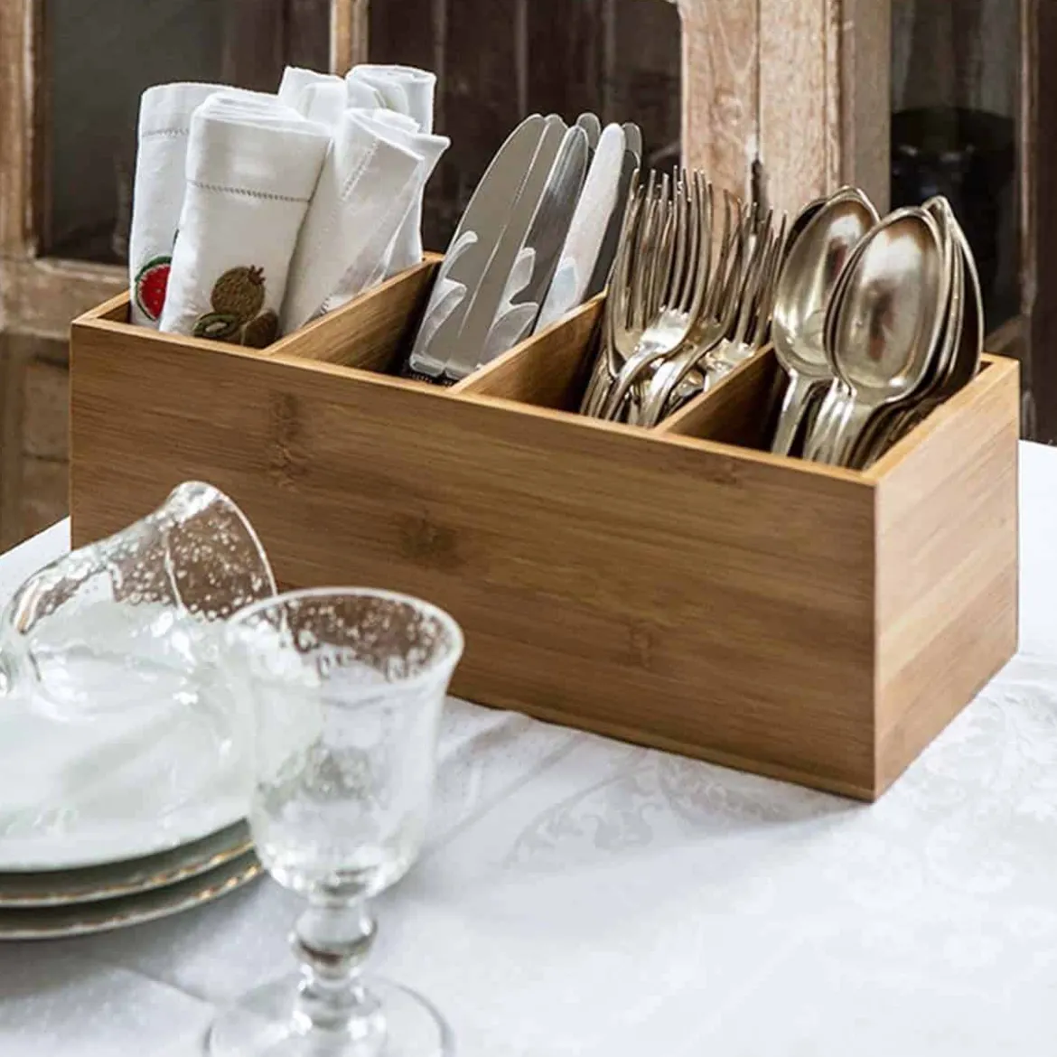 Range couverts vertical en bambou