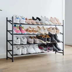 Rangement chaussures à 4 niveaux extensible et superposable