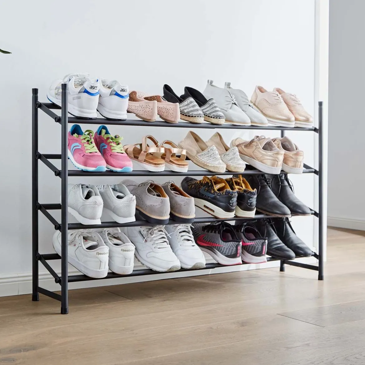 Rangement chaussures à 4 niveaux extensible et superposable