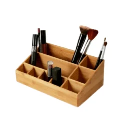Rangement maquillage en bambou 9 compartiments
