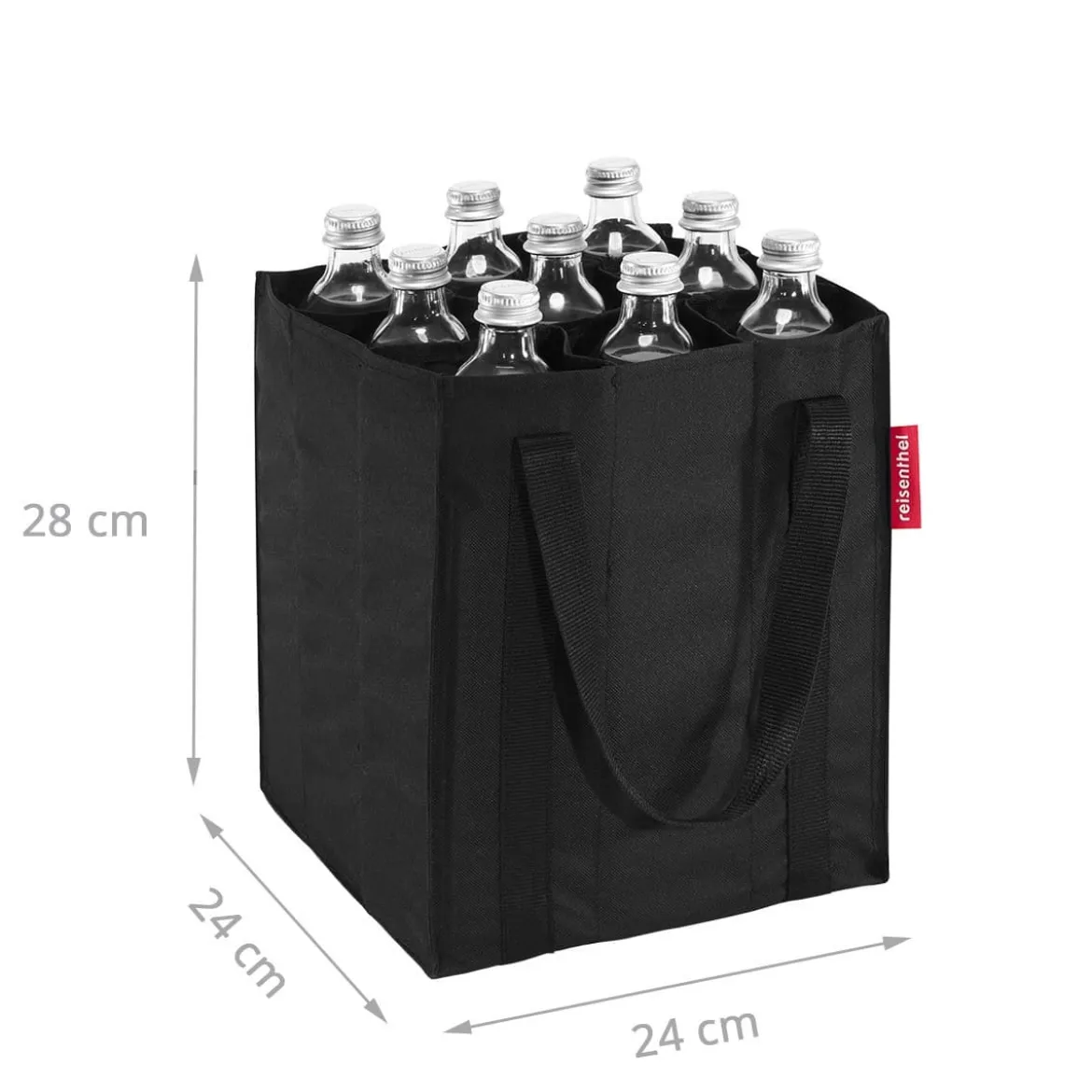 Sac à bouteilles en tissu noir avec 9 compartiments