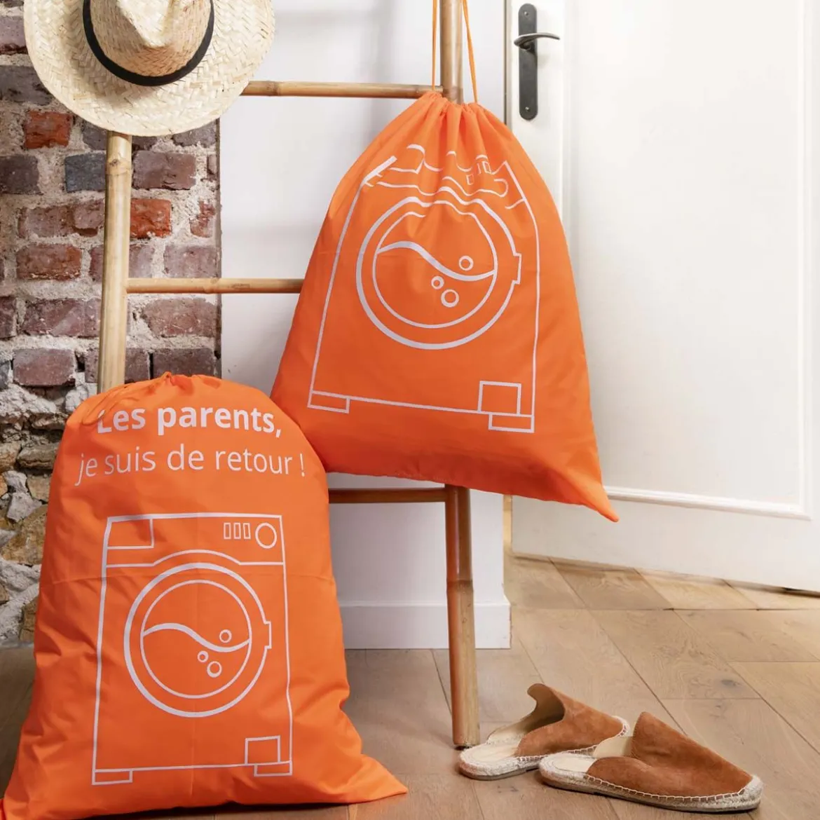 Sac à linge sale orange fluo