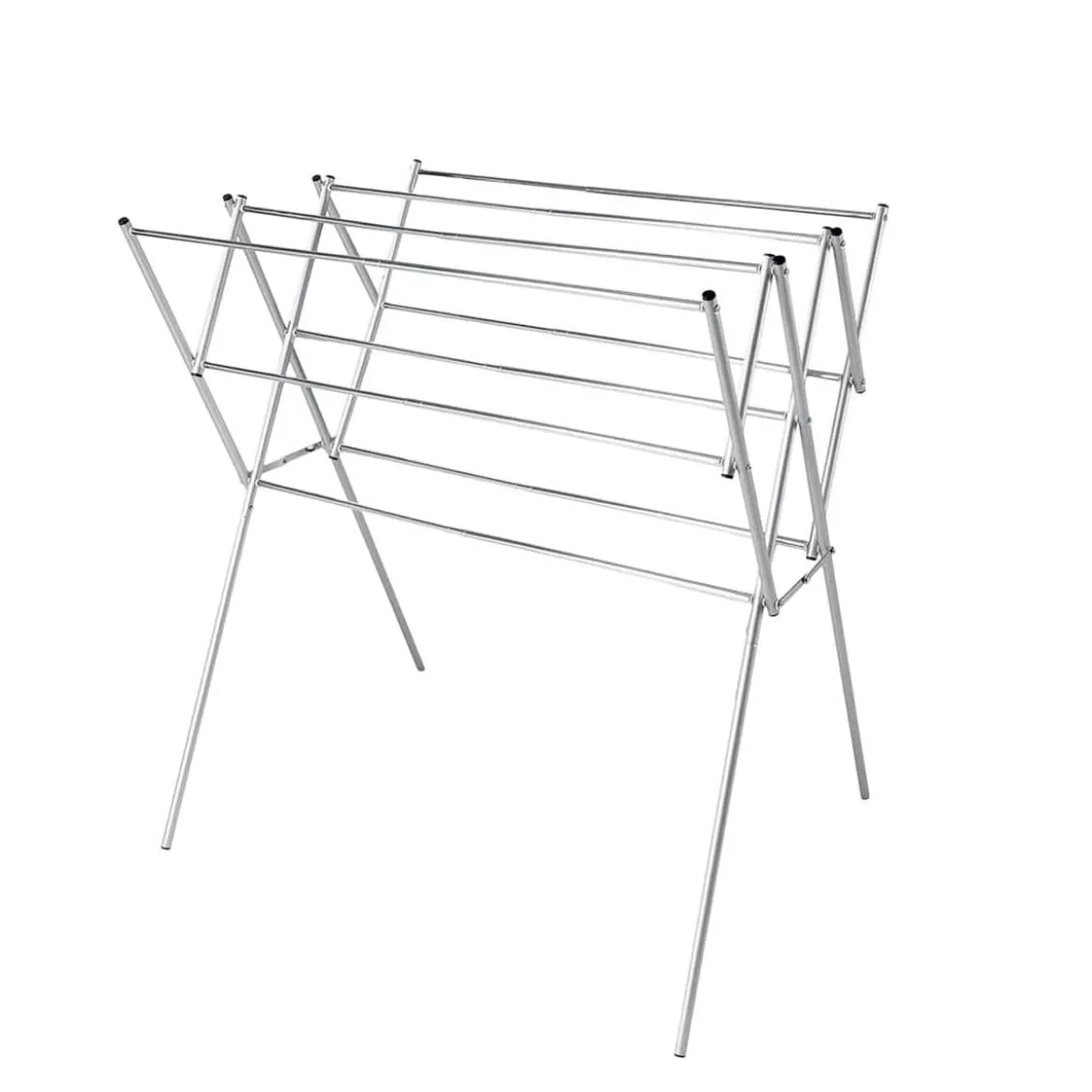 Séchoir à linge extensible en acier inoxydable.