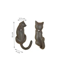 Set de 2 patères chat en fonte
