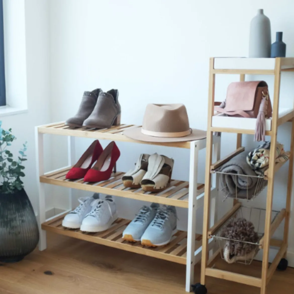 Étagère à chaussures en bois 3 niveaux