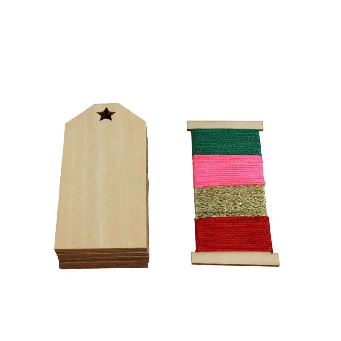12 étiquettes en bois